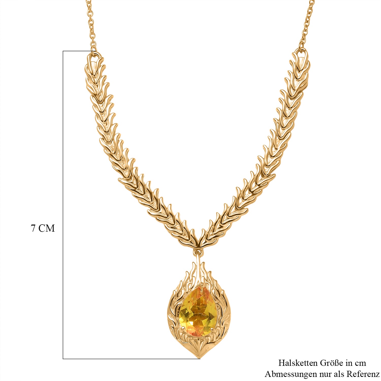 EVER TRUE - Flammenkranz-Design Sphaleros Quarz-Triplette Halskette ca. 50 cm Nickelfreies Messing ca. 3.91 ct