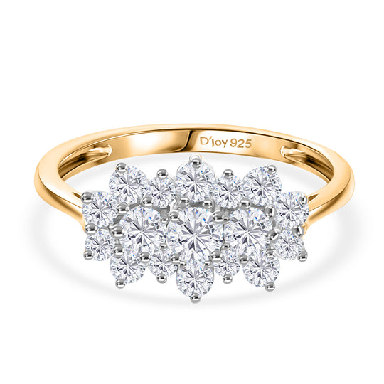 D'Joy Moissanit Ring 925 Silber 750 Gelb Vergoldet (Größe 16.00) ca. 0,88 ct