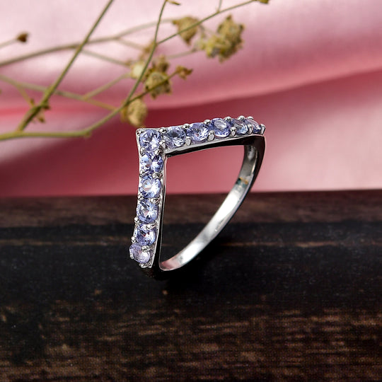 Imperiale Linie - Tansanit Ring 925 Silber rhodiniert (Größe 17.00) ca. 0.77 ct