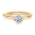 LUXURIANT SGL zertifizierter SI-GH Labor Rund-Diamant Ring, 925 Silber 750 Gelbgold Vermeil - 1 ct.