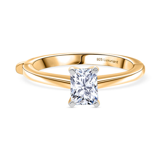 LUXURIANT DIAMOND - Lab Grown Diamant SI-GH SGL zertifiziert Radiant Ring 925 Silber 750 Gelbgold Vermeil (Größe 21.00) ca. 1.00 ct