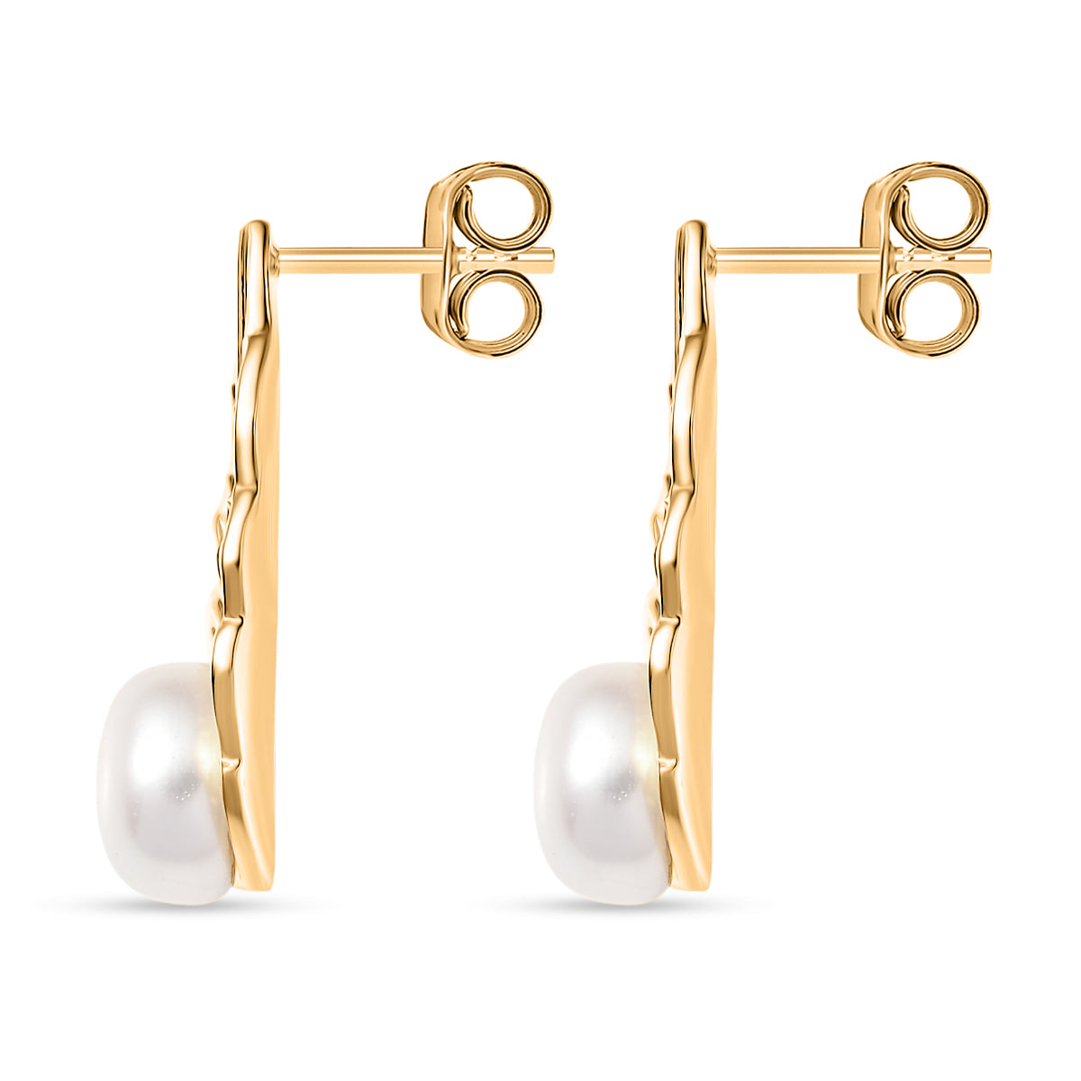 EverTrue Süßwasser Perle (7,5-8 mm) Ohrringe, Messing mit Gelbgold E-Beschichtung