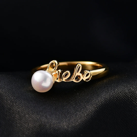 EverTrue Süßwasser Perle (5-5,5mm) Ring, Messing mit Gelbgold E-Beschichtung