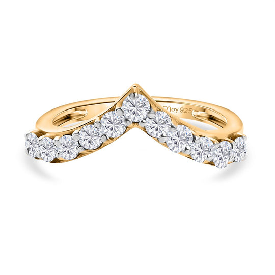 D'Joy Moissanit Ring 925 Silber 750 Gelb Vergoldet (Größe 17.00) ca. 0,68 ct