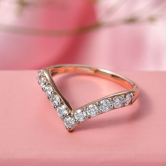 D'Joy Moissanit Ring 925 Silber 750 rosévergoldet (Größe 16.00) ca. 0,68 ct