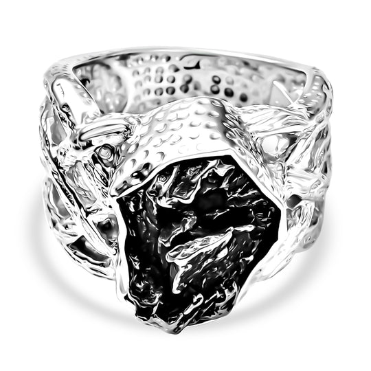 D'Joy Muonionalusta Meteorit Ring 925 Silber rhodiniert (Größe 19.00) ca. 21.00 ct