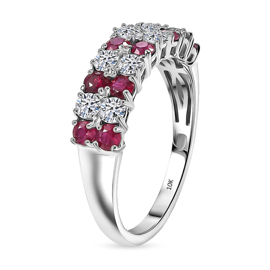 Luxuriant - AAA Natürlicher Mosambik-Rubin, Lab Grown Diamant AGI zertifiziert Ring 417 Gold (Größe 16.50) ca. 1.51 ct