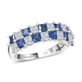 Luxuriant - AAA Ceylon-Saphir, Lab Grown Diamant AGI zertifiziert Ring 417 Gold (Größe 20.00) ca. 2.20 ct