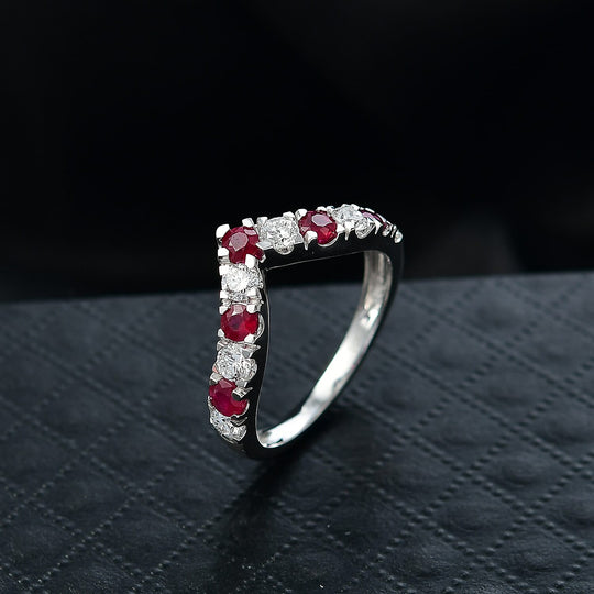 Luxuriant - AAA Natürlicher Mosambik-Rubin, Lab Grown Diamant AGI zertifiziert Ring 417 Gold (Größe 16.50) ca. 1.40 ct