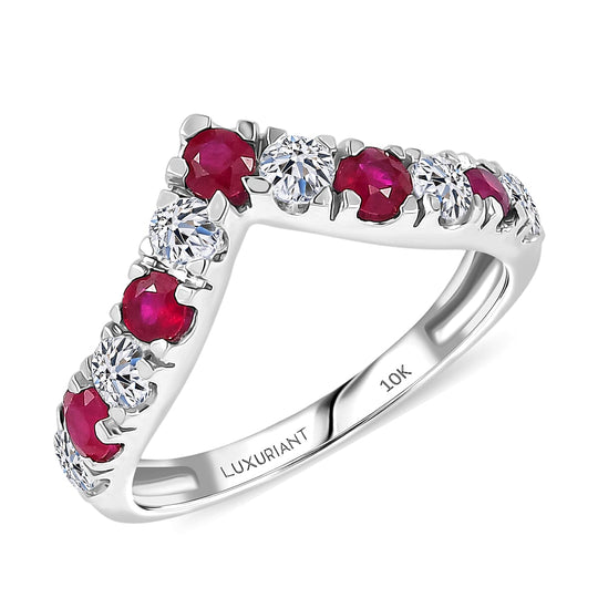 Luxuriant - AAA Natürlicher Mosambik-Rubin, Lab Grown Diamant AGI zertifiziert Ring 417 Gold (Größe 16.50) ca. 1.40 ct