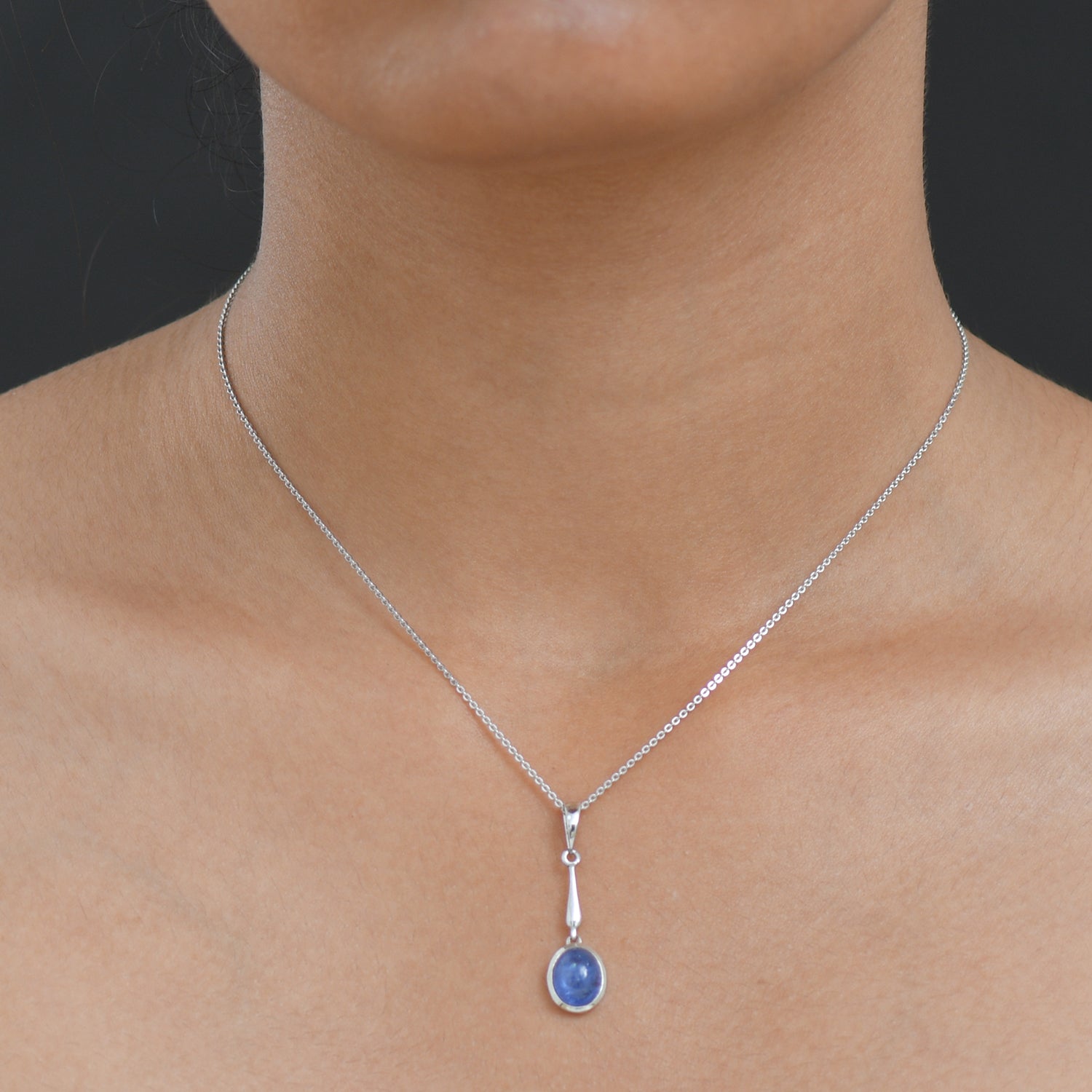 D'Joy AA Tansanit Solitär Anhänger, 925 Silber rhodiniert - 2,27 ct.