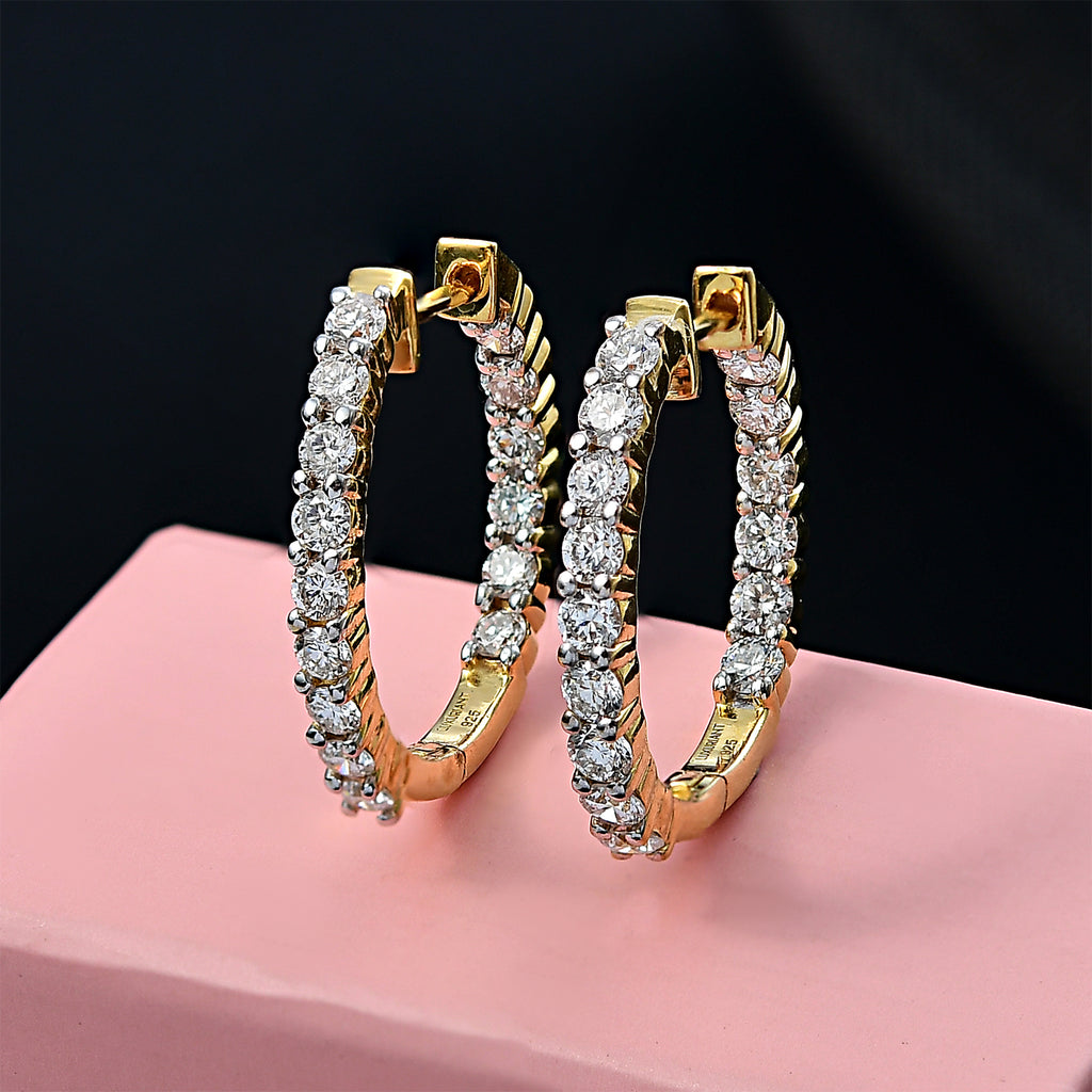 LUXURIANT DIAMOND - Lab Grown Diamant SI-GH Ohrringe 925 Silber 750 Gelbgold Vermeil ca. 2,00 ct.