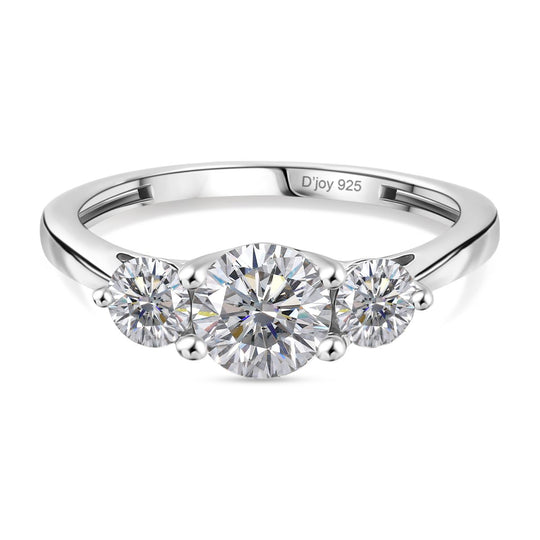 D'Joy Moissanit Ring 925 Silber rhodiniert (Größe 19.00) ca. 1,22 ct