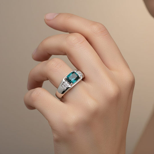 LUXORO AAA Indicolite, Weißer Diamant AGI zertifiziert Ring 417 Gold (Größe 18.00) ca. 1.47 ct