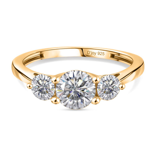 D'Joy Moissanit Ring 925 Silber 750 Gelb Vergoldet (Größe 17.00) ca. 1,22 ct