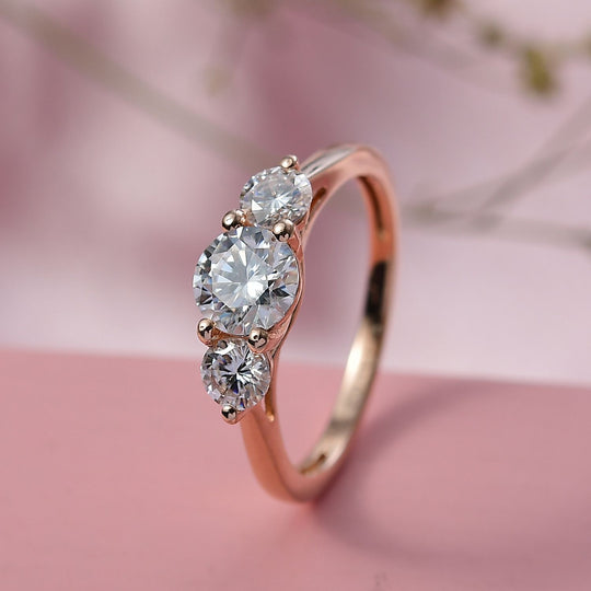 D'Joy Moissanit Ring 925 Silber 750 rosévergoldet (Größe 19.00) ca. 1,22 ct