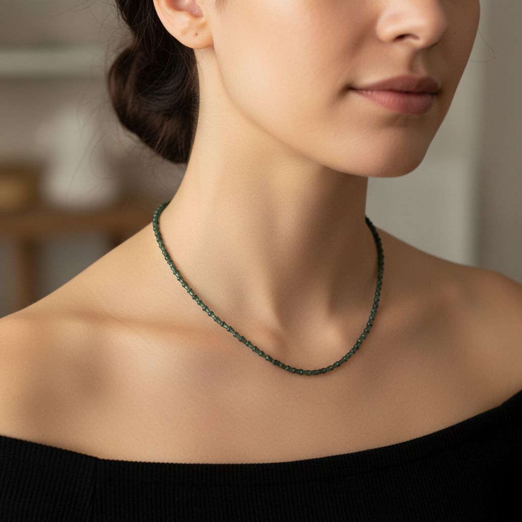 ALLE ERSTE MAL - EXTREM SELTEN D'Joy AAA Natürlicher Type-A Olmek Jadeit Halskette ca. 50 cm 925 Silber rhodiniert ca. 58.00 ct