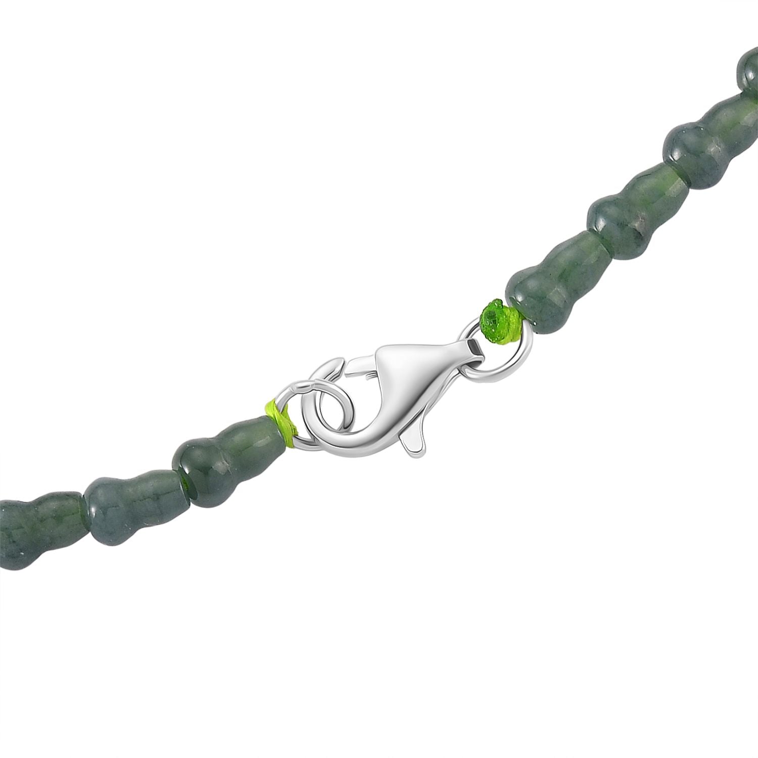 ALLE ERSTE MAL - EXTREM SELTEN D'Joy AAA Natürlicher Type-A Olmek Jadeit Halskette ca. 50 cm 925 Silber rhodiniert ca. 58.00 ct