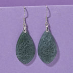 D'Joy Natürlicher Olmek Jadeit Verlangtes Blatt Ohrringe 925 Silber rhodiniert ca. 20.00 ct