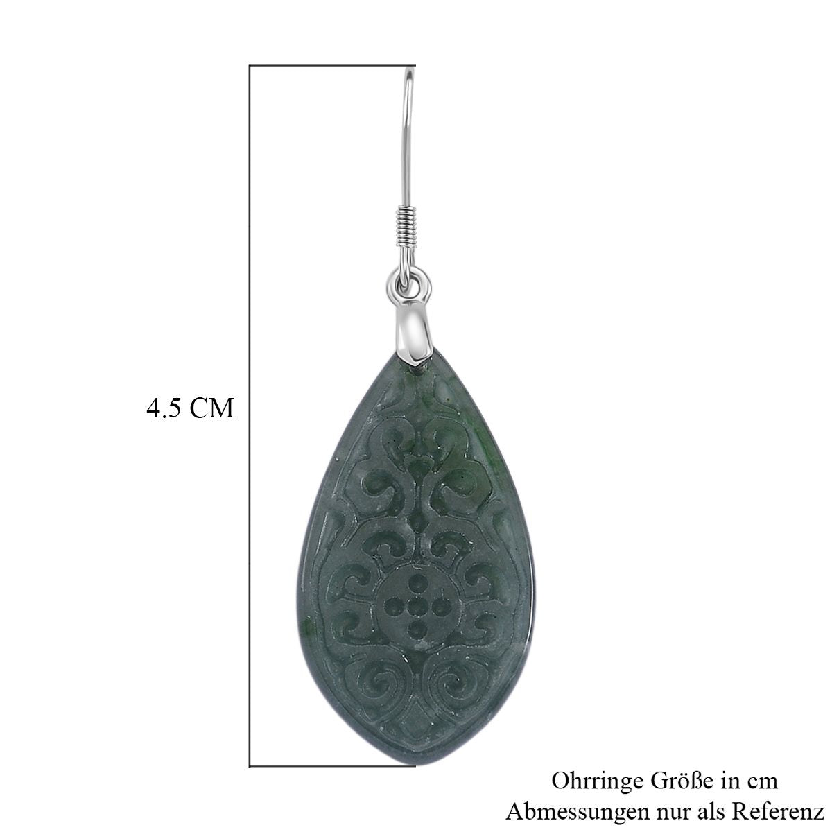 D'Joy Natürlicher Olmek Jadeit Verlangtes Blatt Ohrringe 925 Silber rhodiniert ca. 20.00 ct