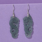 D'Joy Natürlicher Olmek Jadeit Ohrringe 925 Silber rhodiniert ca. 20.00 ct
