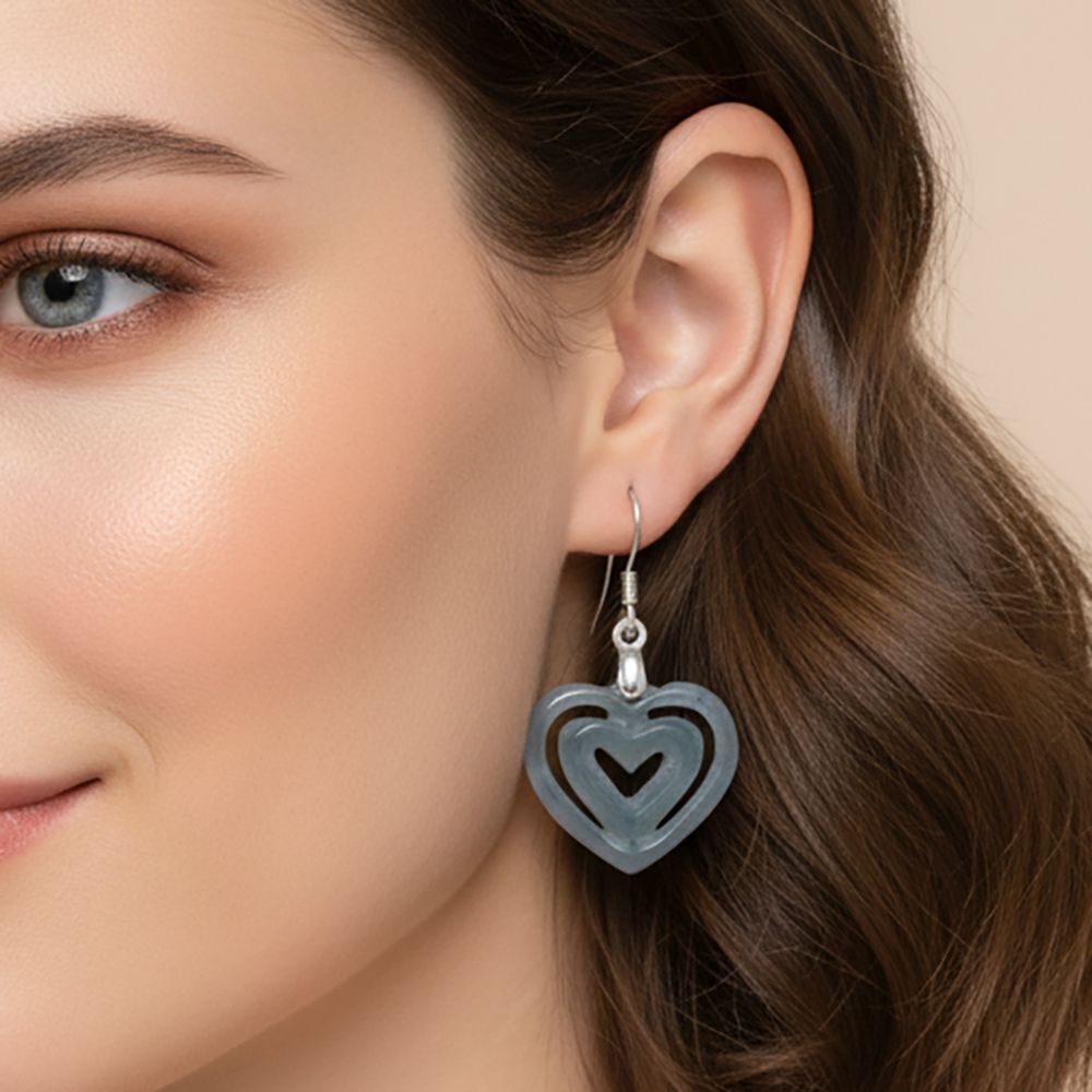 D'Joy Natürlicher Olmek Jadeit Ohrringe 925 Silber rhodiniert ca. 7.00 ct