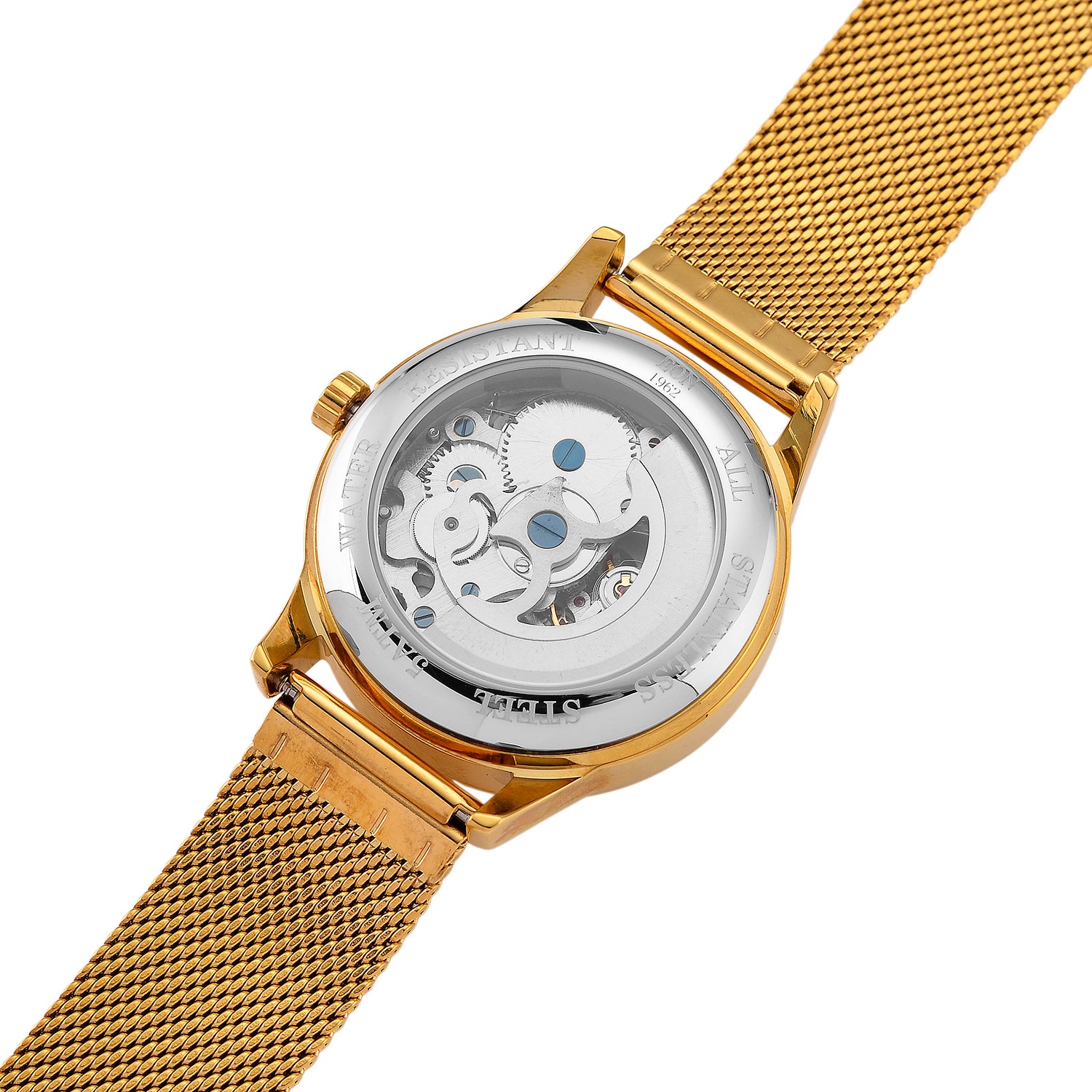 EON 1962 Weißer Diamant SI4 Uhren 21.5 cm 316L Edelstahl IP-Gelbbeschichtung ca. 0.12 ct