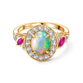 D'Joy Natürlicher, äthiopischer Welo Opal, Afrikanischer Rubin (Fissure gefüllt) Ring 925 Silber vergoldet (Größe 20.00) ca. 2,06 ct