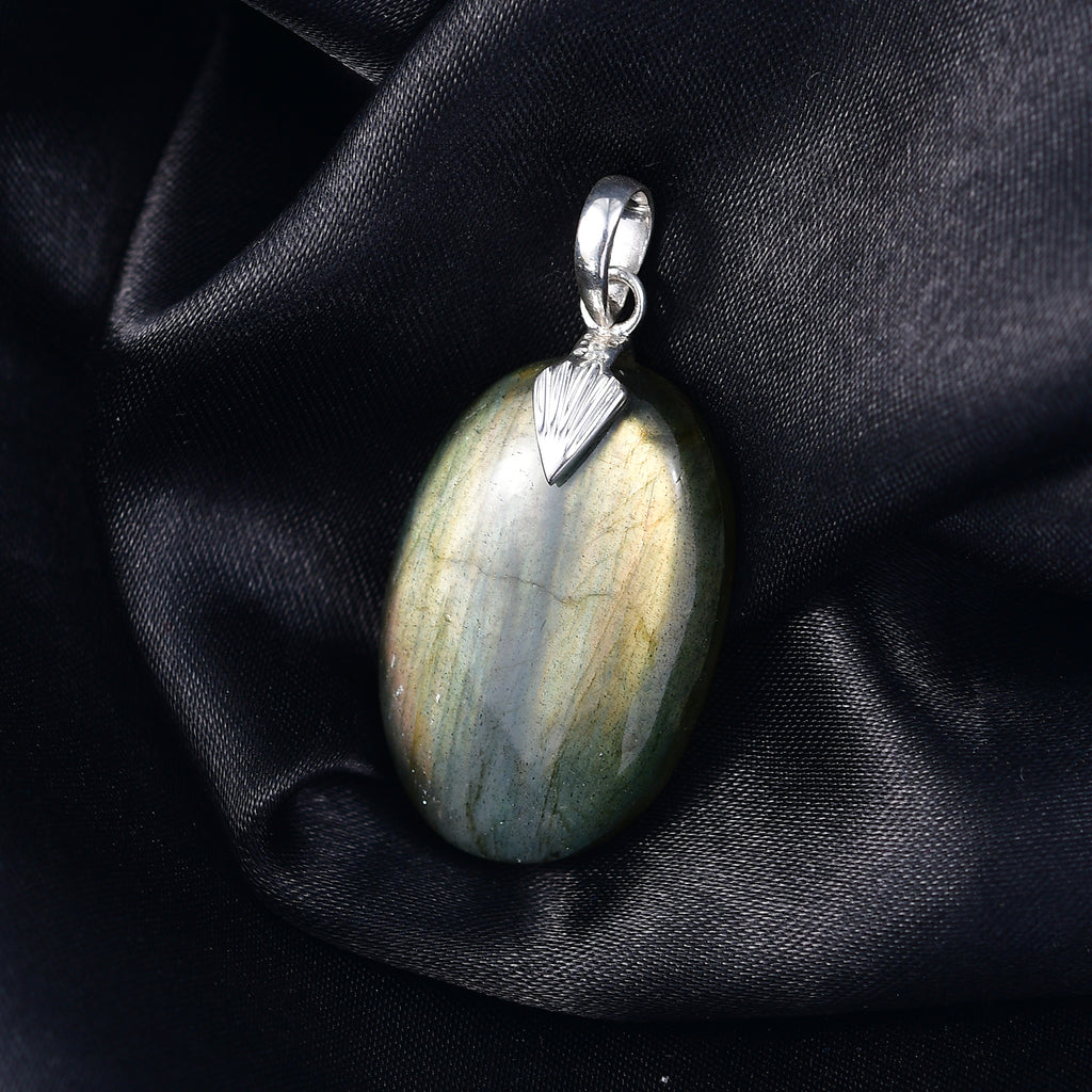 Feuer Labradorit Anhänger 925 Silber ca. 35.12 ct