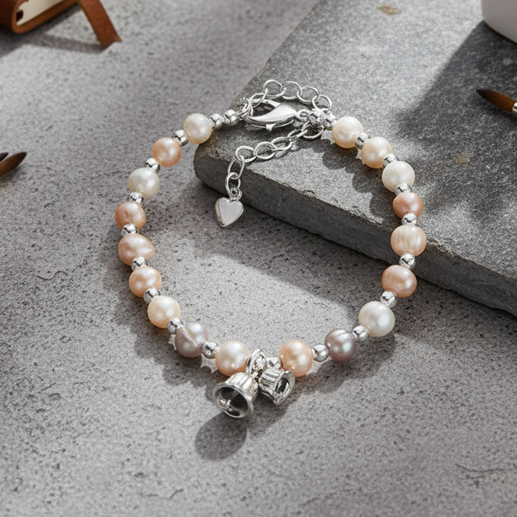 Mehrfarbige Süßwasser Perle Armband ca. 15.25 cm + 5 cm Extender, Nickelfreies Messing Silberfarben