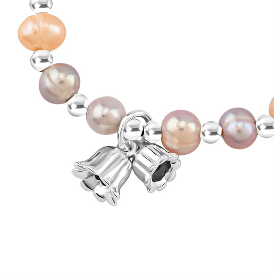 Mehrfarbige Süßwasser Perle Armband ca. 15.25 cm + 5 cm Extender, Nickelfreies Messing Silberfarben
