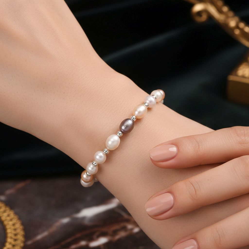 Mehrfarbige Süßwasser Perle Armband ca. 15.25 cm + 3.5 cm Extender, Nickelfreies Messing