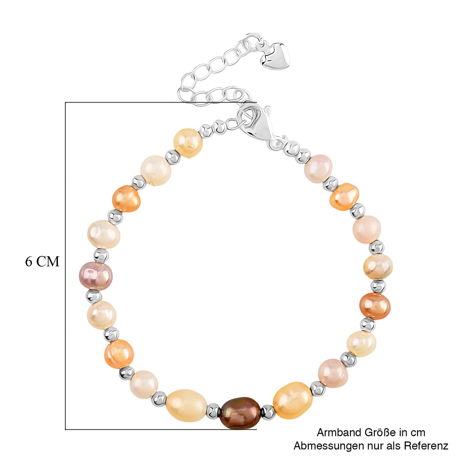 Mehrfarbige Süßwasser Perle Armband ca. 15.25 cm + 3.5 cm Extender, Nickelfreies Messing