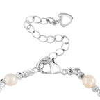 Weiße Muschelkernperle, Weiße Süßwasser Perle Armband ca. 15.25 cm + 3.5 cm Extender, Nickelfreies Messing Silberfarben