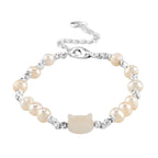 Weiße Muschelkernperle, Mehrfarbige Süßwasser Perle Armband ca. 15.25 cm + 3.5 cm Extender, Nickelfreies Messing Silberfarben