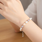 Mehrfarbige Süßwasser Perle Armband ca. 16.5 cm + 3.5 cm Extender, Nickelfreies Messing, Silberfarben