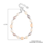 Mehrfarbige Süßwasser Perle Armband ca. 16.5 cm + 3.5 cm Extender, Nickelfreies Messing, Silberfarben