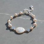 Weiße Süßwasser Perle Armband ca. 15.85 cm + 3.5 cm Extender, Nickelfreies Messing