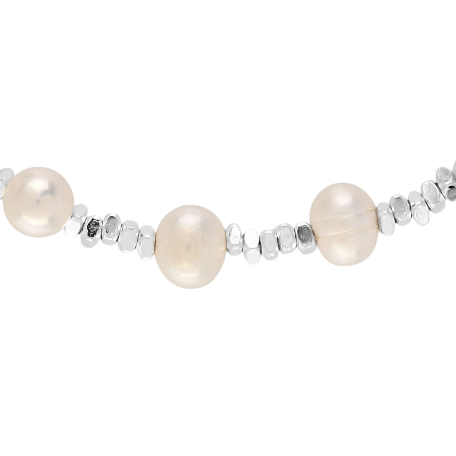Weiße Süßwasser Perle Armband ca. 15.85 cm + 3.5 cm Extender, Nickelfreies Messing
