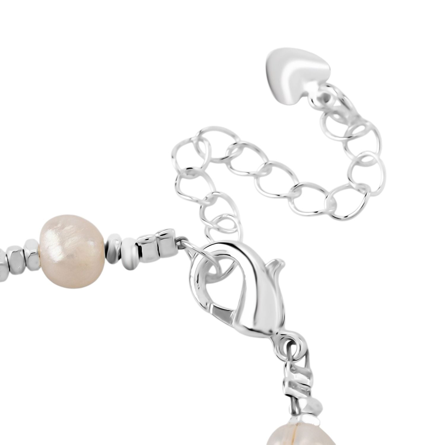 Weiße Süßwasser Perle Armband ca. 15.85 cm + 3.5 cm Extender, Nickelfreies Messing