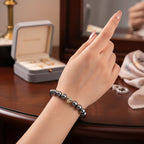 Terahertz, Schwarzer Spinell Panther Armband,. Flexibles, Nickelfreies Messing