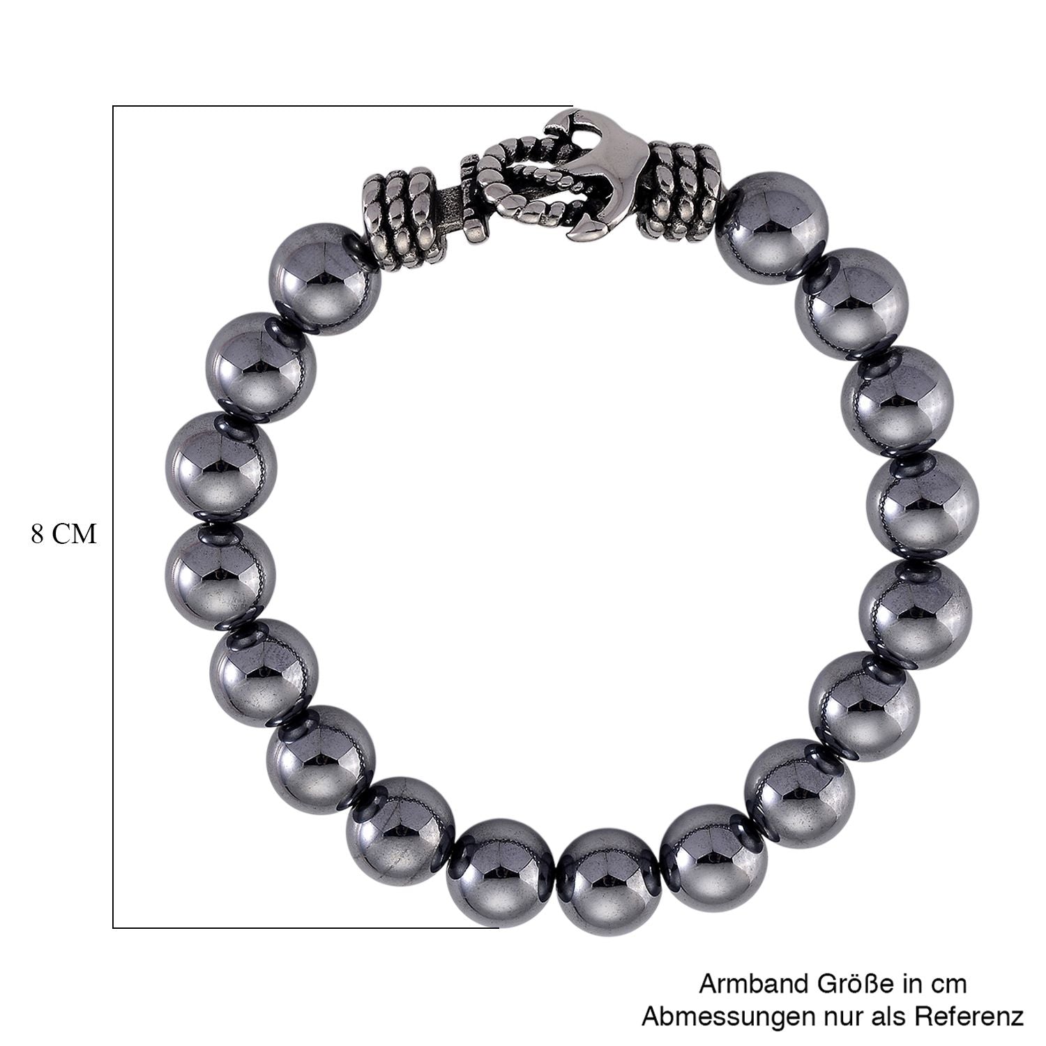 Terahertz Armband ca. Flexibles cm Reiner Edelstahl Schwarz oxidiert ca. 120.00 ct