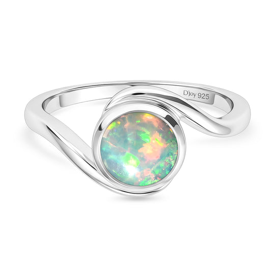D'Joy Natürlicher, äthiopischer Welo Opal Ring 925 Silber rhodiniert (Größe 20.00) ca. 0,87 ct