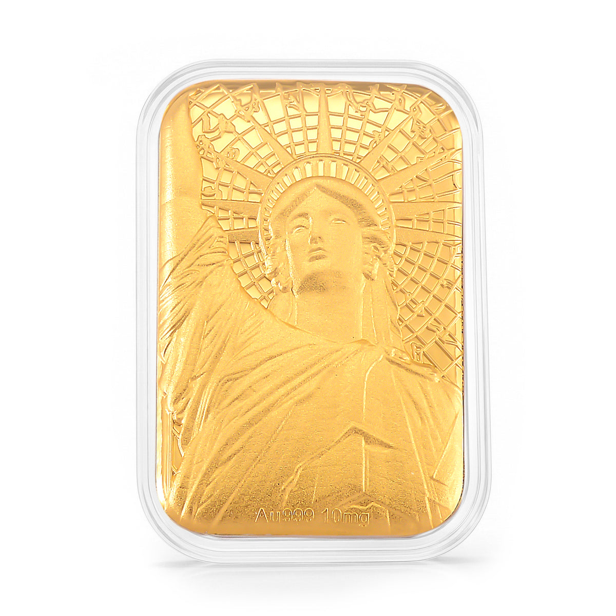 999er Goldfolie mit Freiheitsstatue-Motiv, 4,5x3,1cm, 10mg