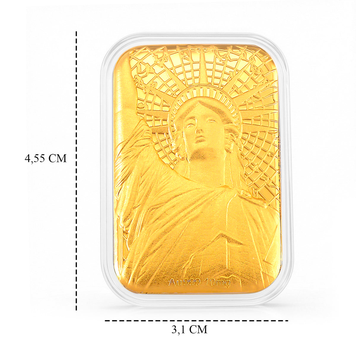 999er Goldfolie mit Freiheitsstatue-Motiv, 4,5x3,1cm, 10mg