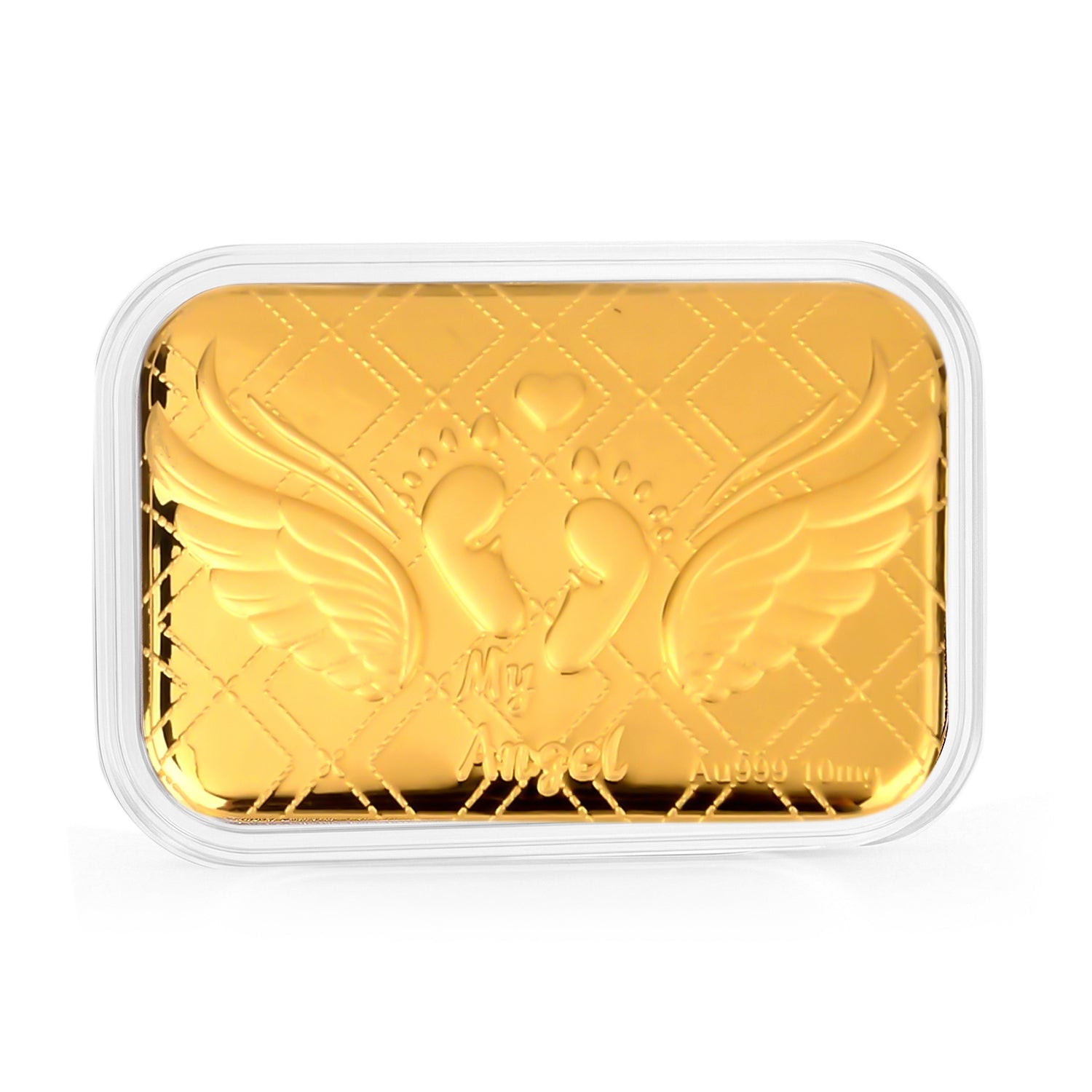 EXKLUSIVES GESCHENK - 999er Goldfolie mit Babyfuß 10mg