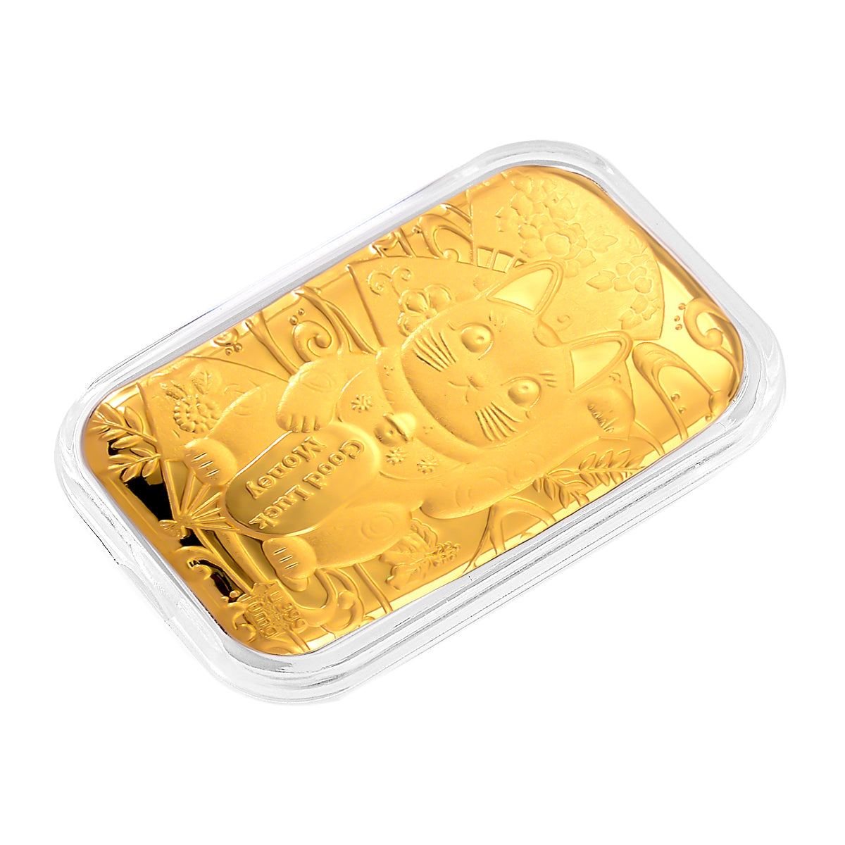 EXKLUSIVES GESCHENK - 999er Goldfolie mit Glückskatze 10mg