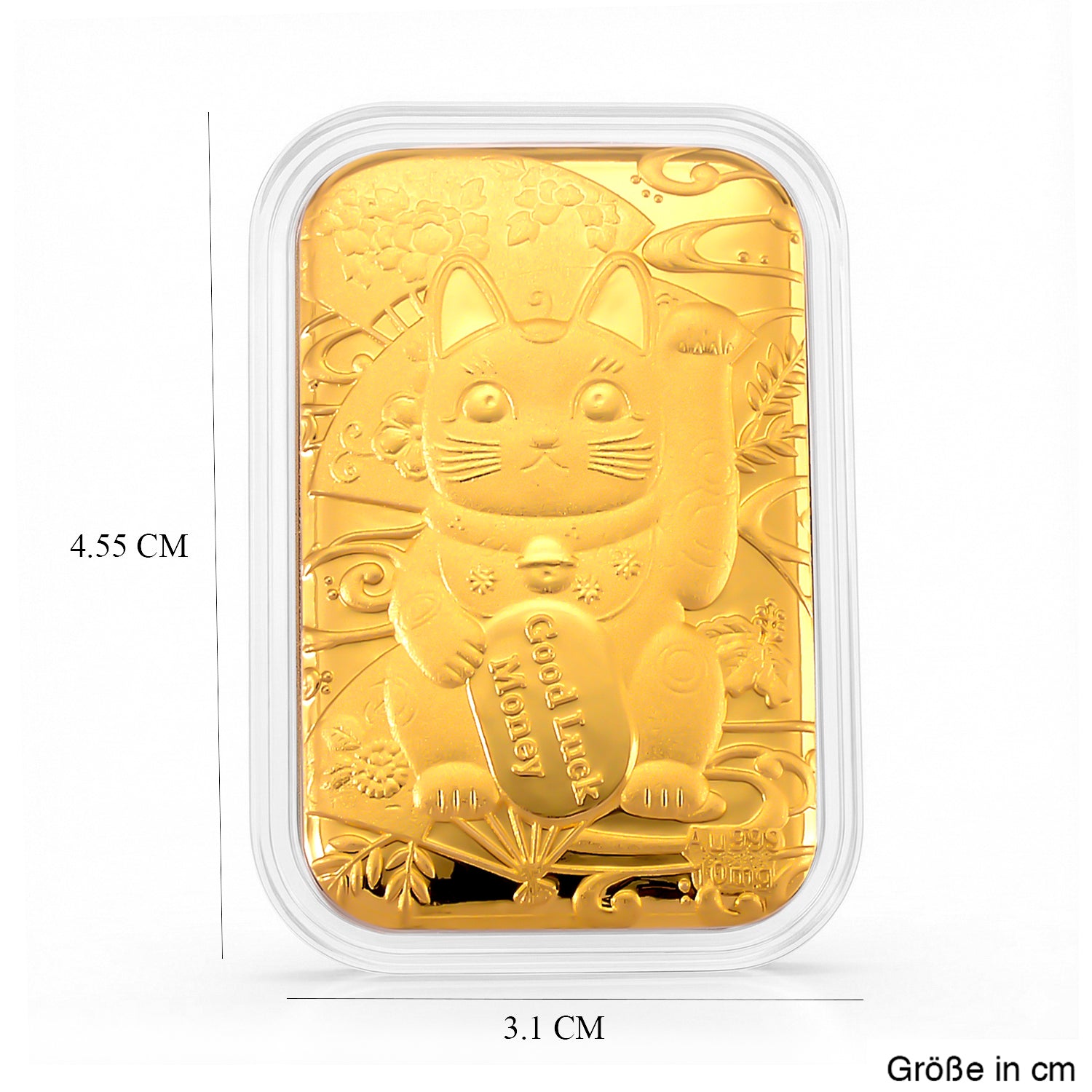 EXKLUSIVES GESCHENK - 999er Goldfolie mit Glückskatze 10mg