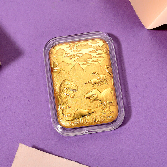 EXKLUSIVES GESCHENK - 999er Goldfolie mit Dinosaurier, 10mg