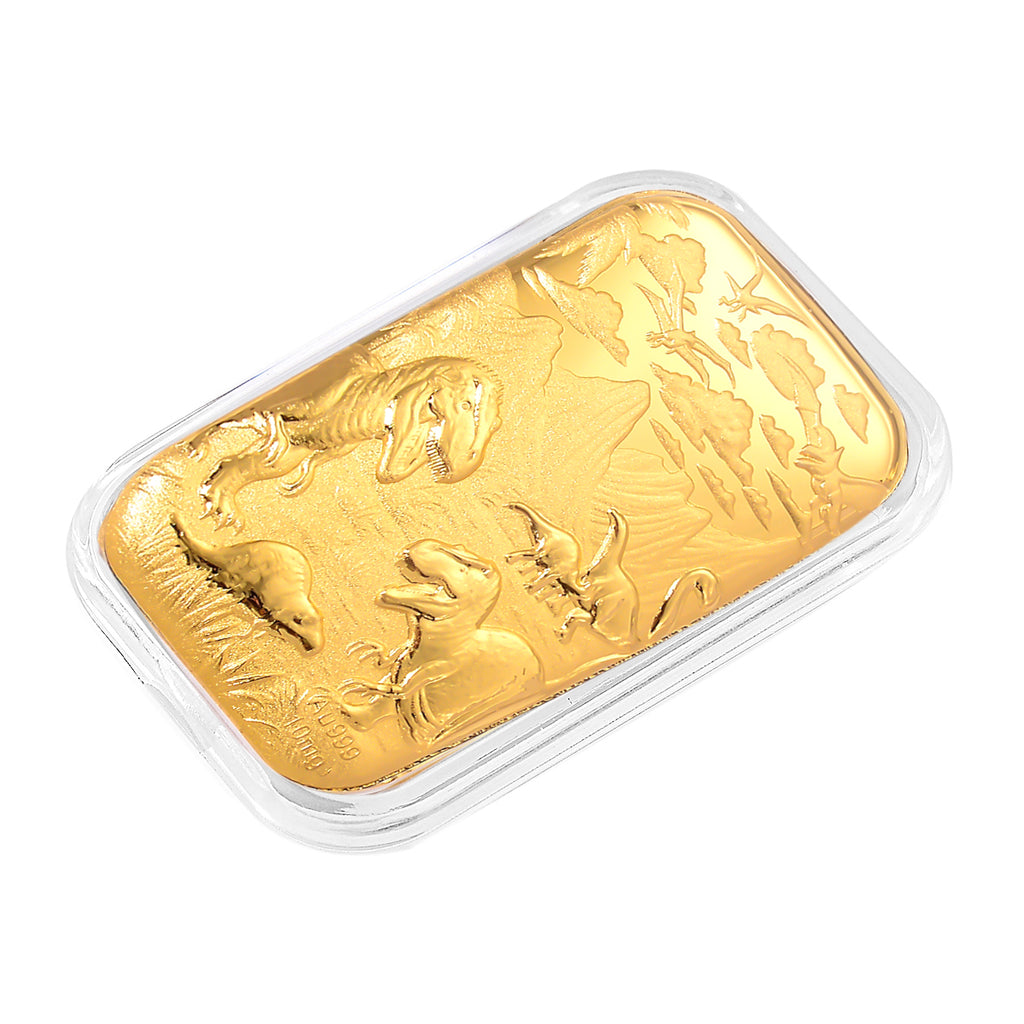 EXKLUSIVES GESCHENK - 999er Goldfolie mit Dinosaurier, 10mg